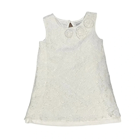 Tahari Other - Tahari Lace Dress Kids 6X White Floral Rosette Special Occasion A-Line Elegant